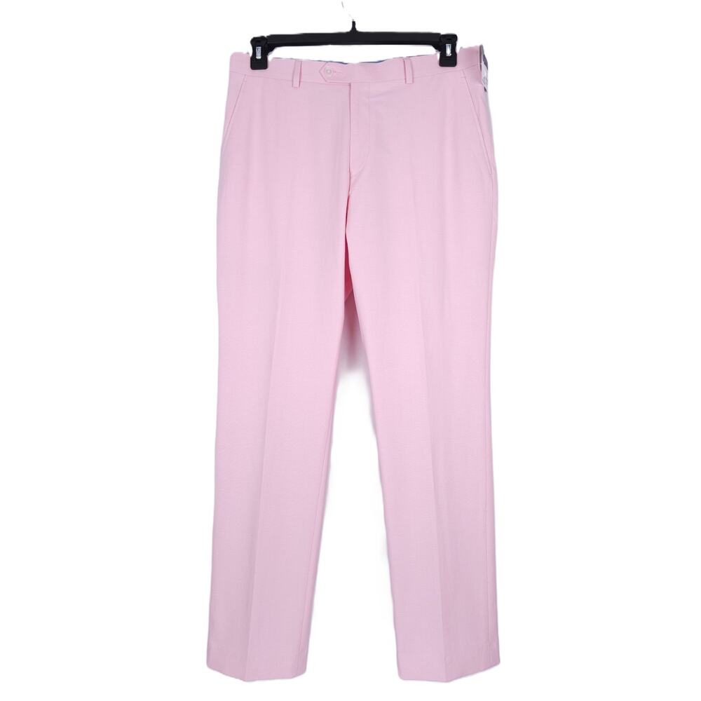 Tommy Hilfiger Mens Modern Fit 2 Piece Suit 44L 36x34 Light Pink Solid Chambray - Picture 9 of 14